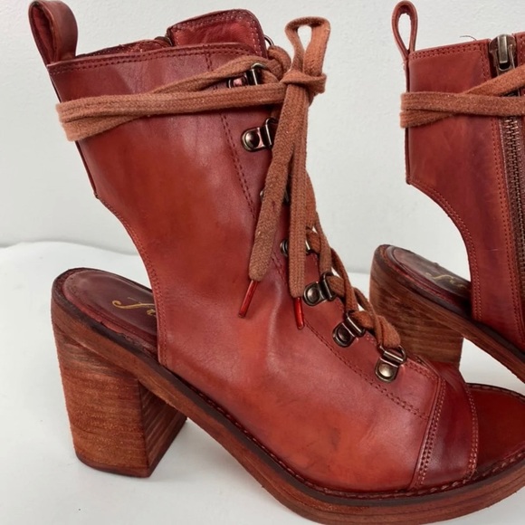 Free people red open toe boots - Picture 3 of 8
